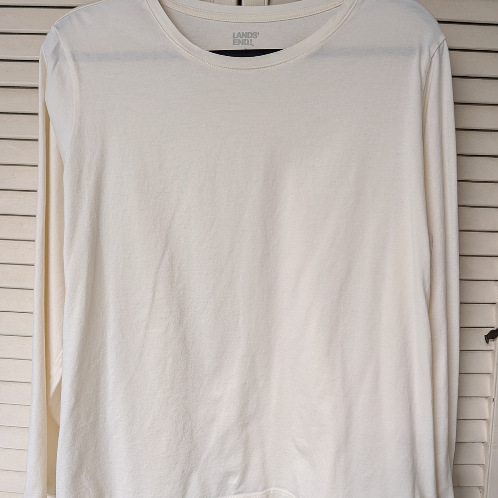 Lands' End Cream Cotton Crewneck Tee
